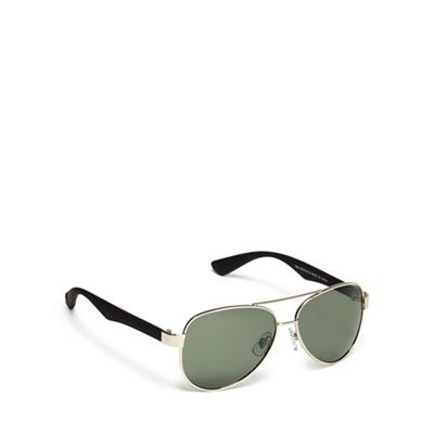 Green polarised tinted lens aviator sunglasses